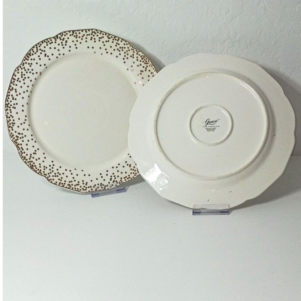 Gold Square Confetti Dinner Plate by Grace's Teaware